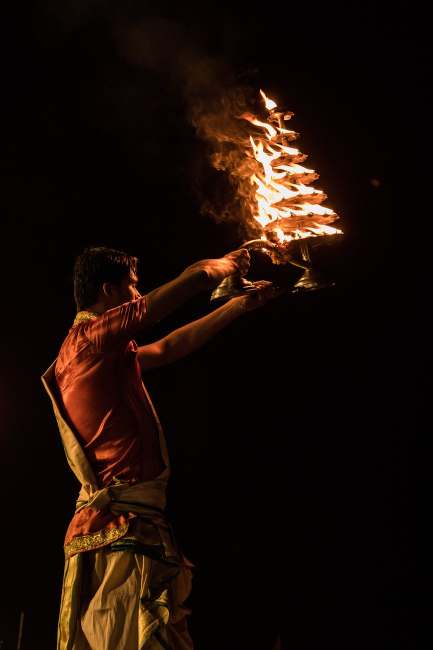 a woman holding a torch